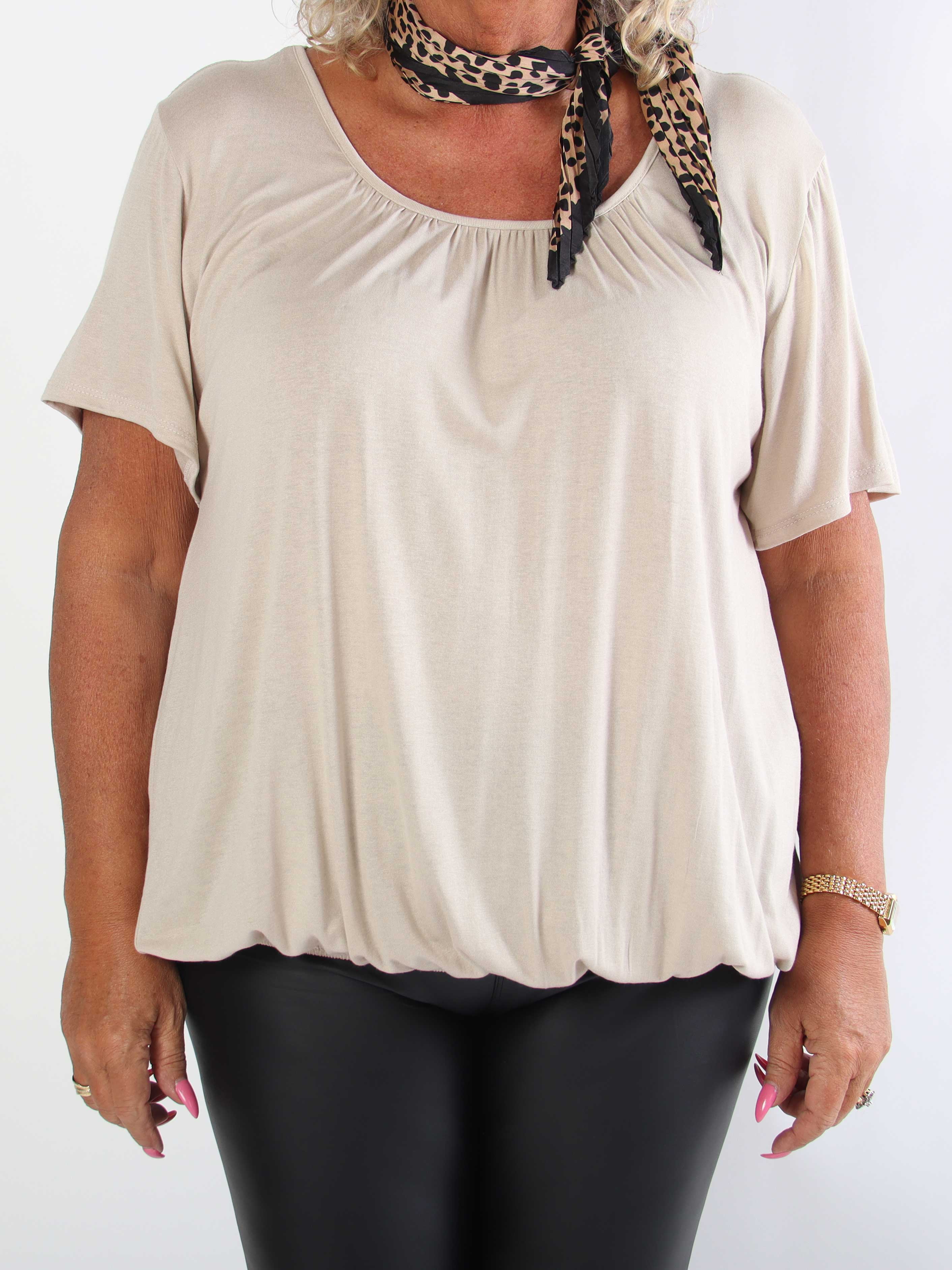 Miracle t-shirt - Basis t-shirt i plus size med elastik forneden (bestseller)